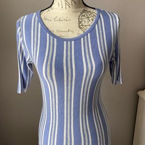Lularoe Julia dress, blue stripe, SZ S.